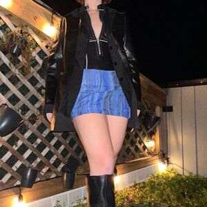 Expired Girl Blue Lace low rise mini skirt with slit